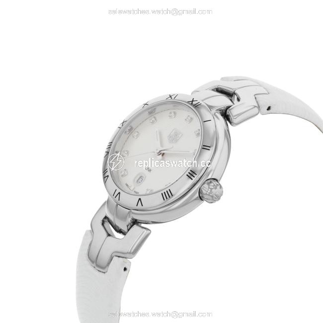 TAG Heuer Silver Dial Link Date Steel Leather Quartz Ladies Wat1411.fc6316 Watch TAG Heuer Silver Dial Link Date Steel Leather Quartz Ladies Wat1411.fc6316 Watch