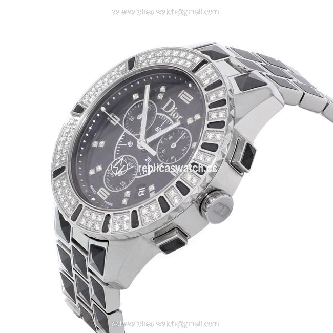 Dior Black Christian Christal Diamond Ceramic Steel Unisex Quartz Watch Dior Black Christian Christal Diamond Ceramic Steel Unisex Quartz Watch