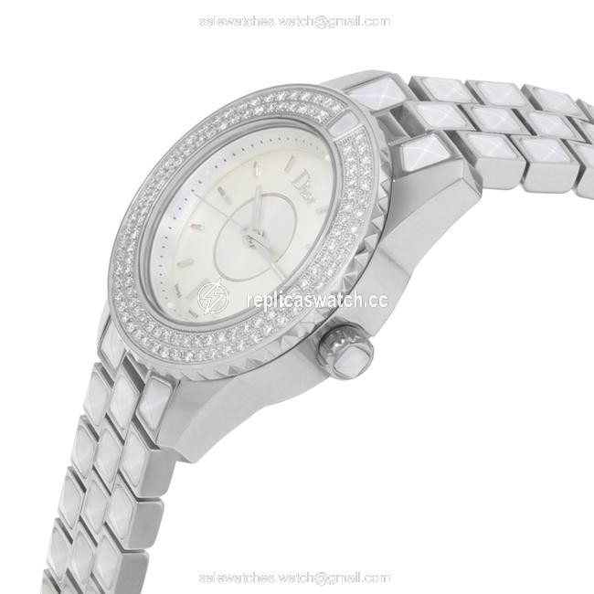Dior Mother Of Pearl Christal Cd112118m003 Steel & Diamonds Quartz Ladies Watch Dior Mother Of Pearl Christal Cd112118m003 Steel & Diamonds Quartz Ladies Watch