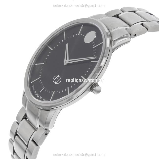 Movado Stainless Steel Thin Classic 40mm Black Dial Quartz Mens 0606687 Watch Movado Stainless Steel Thin Classic 40mm Black Dial Quartz Mens 0606687 Watch