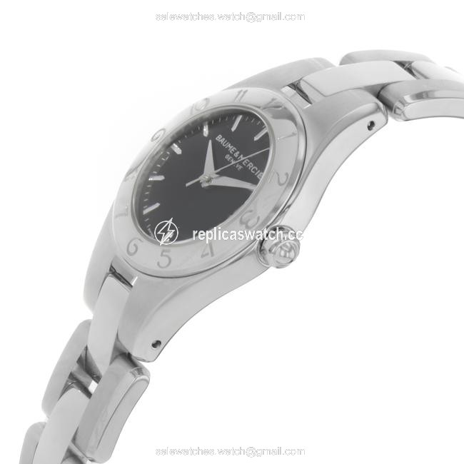 Baume & Mercier Black Linea Stainless Steel Quartz Ladies 10010 Watch Baume & Mercier Black Linea Stainless Steel Quartz Ladies 10010 Watch