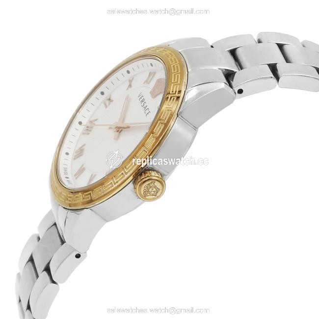 Versace Steel V Sport Mop Dial Plated Bezel Quartz Ladies P6q89fd002 S099 Watch Versace Steel V Sport Mop Dial Plated Bezel Quartz Ladies P6q89fd002 S099 Watch