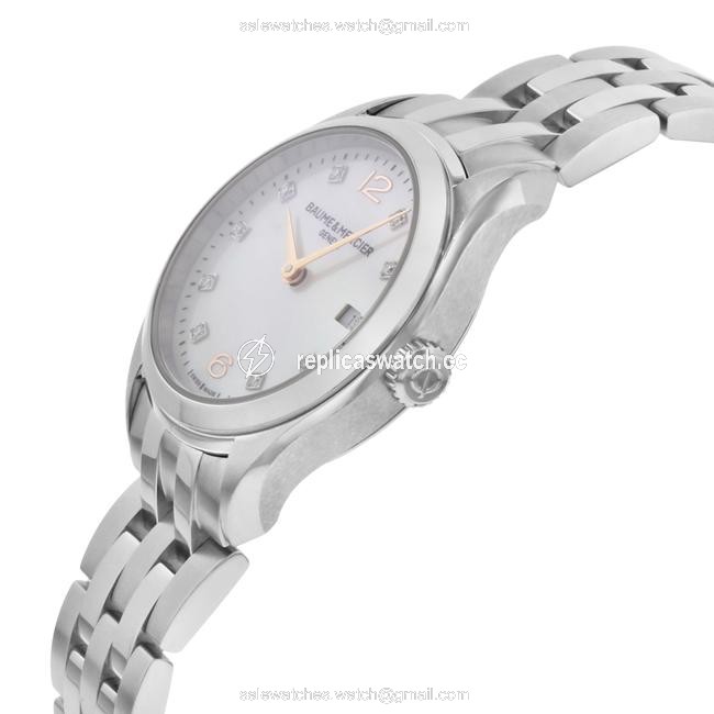 Baume & Mercier Steel Clifton Mop Diamond Dial Quartz Ladies Moa10176 Watch Baume & Mercier Steel Clifton Mop Diamond Dial Quartz Ladies Moa10176 Watch