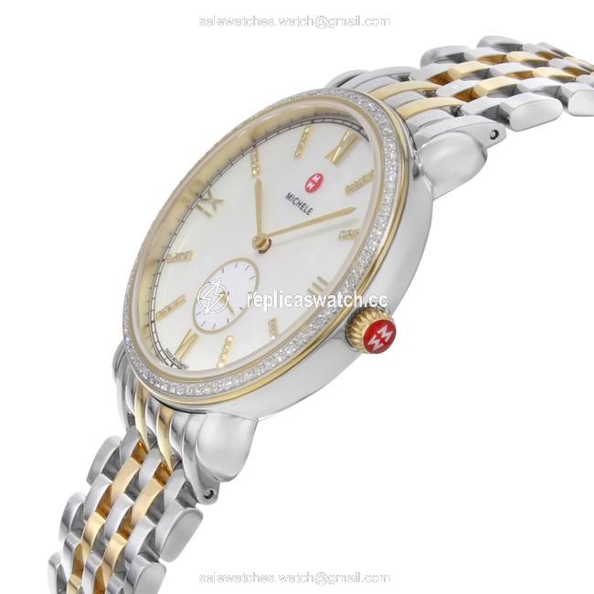 Michele Two Tone Steel Gracile Mother Of Pearl Quartz Ladies Mww26a000003 Watch Michele Two Tone Steel Gracile Mother Of Pearl Quartz Ladies Mww26a000003 Watch