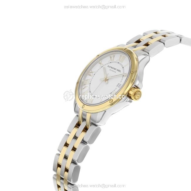 Raymond Weil White with Gold Accents Saxo Two Tone Ion Plated Steel Quartz Unisex 9521tt Watch Raymond Weil White with Gold Accents Saxo Two Tone Ion Plated Steel Quartz Unisex 9521tt Watch