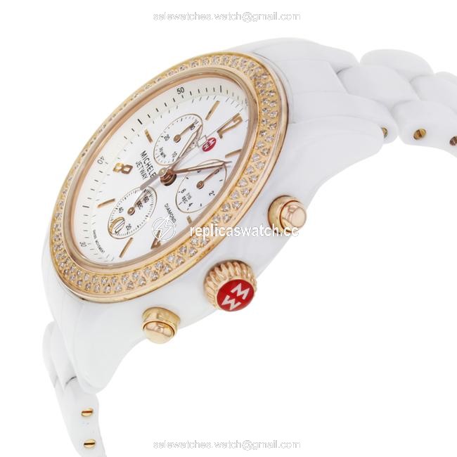 Michele White Jetway Diamond 0.50cttw Ceramic Plated Steel Ladies Mww17b000008 Watch Michele White Jetway Diamond 0.50cttw Ceramic Plated Steel Ladies Mww17b000008 Watch
