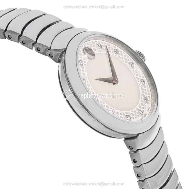 Movado White Myla Mop Diamond Dial Steel Quartz Ladies 0607044 Watch Movado White Myla Mop Diamond Dial Steel Quartz Ladies 0607044 Watch