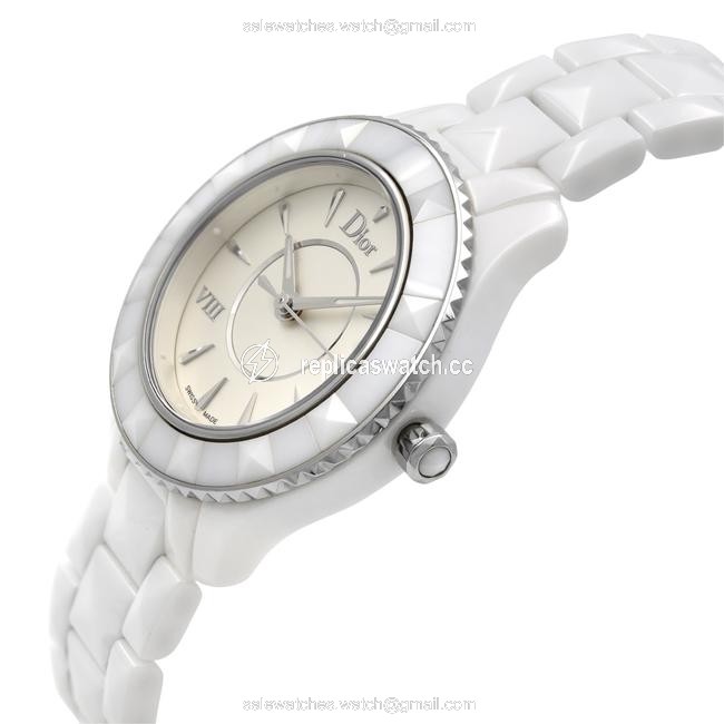 Dior Silvery Opaline Viii White Ceramic Dial Quartz Ladies Watch Dior Silvery Opaline Viii White Ceramic Dial Quartz Ladies Watch