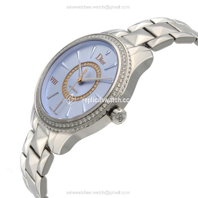 Dior Blue Montaigne Viii Diamond Sunray Dial Ladies Watch Dior Blue Montaigne Viii Diamond Sunray Dial Ladies Watch