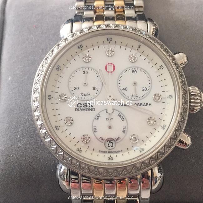 Michele Silver and 18k Gold Csx-36 Diamond Dial 2 Tone Watch Michele Silver and 18k Gold Csx-36 Diamond Dial 2 Tone Watch