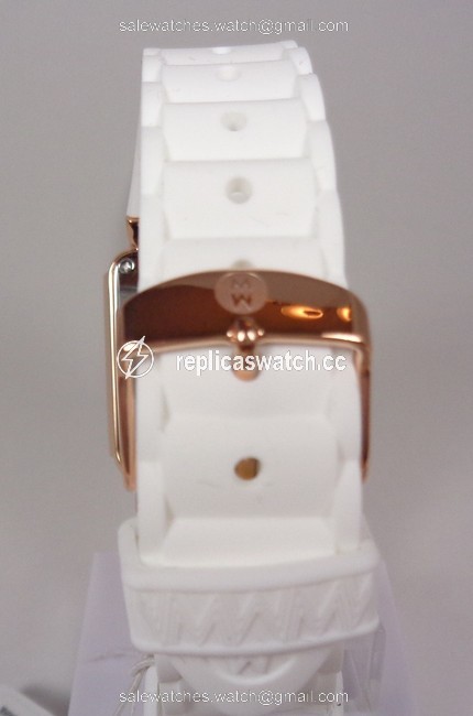 Michele White/Rose Gold Mww06l000014 Womens Square Park Chronograph Dial Silicon Tone New Watch Michele White/Rose Gold Mww06l000014 Womens Square Park Chronograph Dial Silicon Tone New Watch