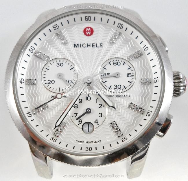 Michele Silver Uptown Chronograph White Dial 28 Diamonds Case Mw25a00a09 Watch Michele Silver Uptown Chronograph White Dial 28 Diamonds Case Mw25a00a09 Watch