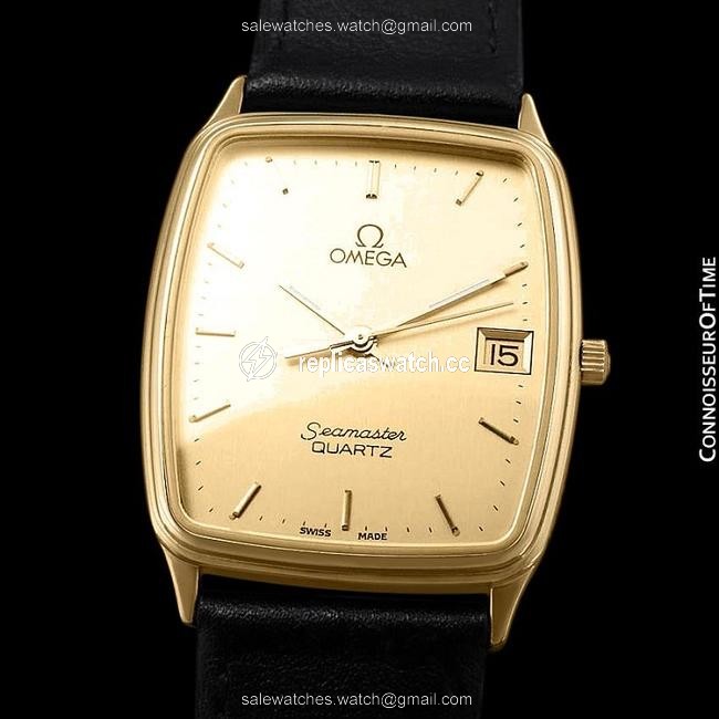 Omega Champagne 1980s Seamaster Vintage Mens Midsize Quartz 18k Gold Pl Watch Omega Champagne 1980s Seamaster Vintage Mens Midsize Quartz 18k Gold Pl Watch
