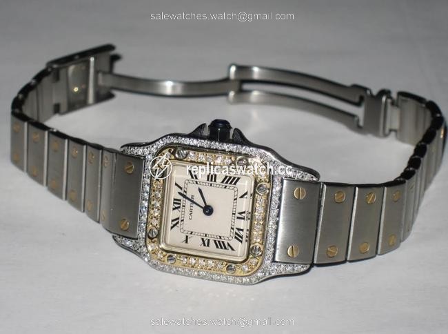 Cartier Santos 18k Gold Diamonds Watch Cartier Santos 18k Gold Diamonds Watch
