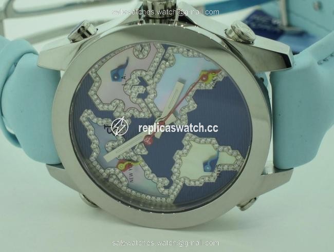 Jacob & Co. Jc 40mm World Is Yours Stainless Steel Diamonds Watch Jacob & Co. Jc 40mm World Is Yours Stainless Steel Diamonds Watch