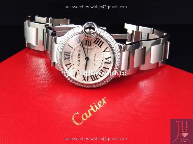 Cartier Mid Size 37 Mm Ballon Bleu W6920046 Diamond with 2.5 Ct Watch Cartier Mid Size 37 Mm Ballon Bleu W6920046 Diamond with 2.5 Ct Watch