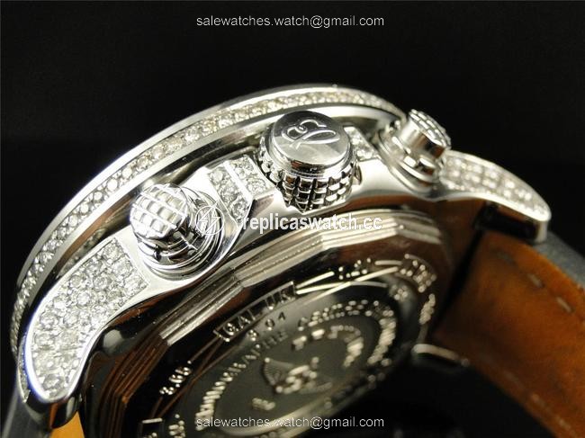 Breitling Stainless Steel Mens Custom Super Avenger Aeromarine 55 Mm Genuine Diamond 23 Ct Watch Breitling Stainless Steel Mens Custom Super Avenger Aeromarine 55 Mm Genuine Diamond 23 Ct Watch
