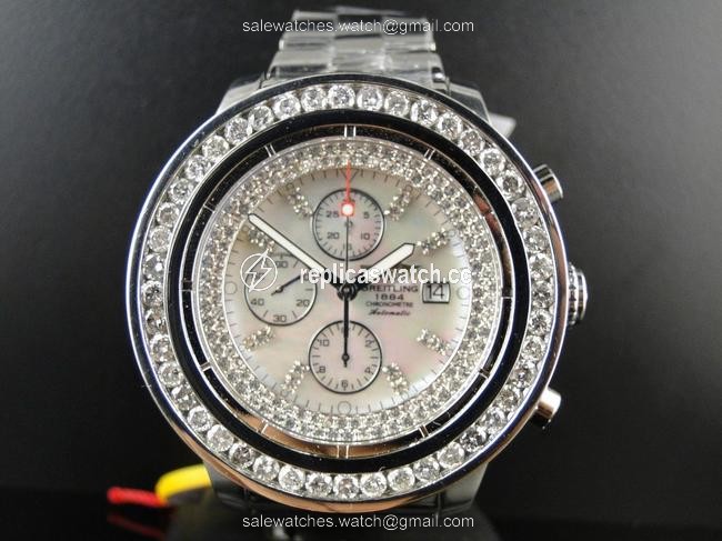 Breitling Stainless Steel Custom Super Avenger 1 Row Big 51 Mm Diamond Ct Watch Breitling Stainless Steel Custom Super Avenger 1 Row Big 51 Mm Diamond Ct Watch