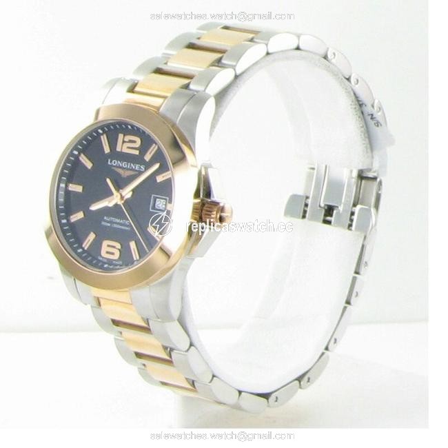 Longines Black Dial 18k Rose Gold Steel L32765567 Conquest Ladies Watch Longines Black Dial 18k Rose Gold Steel L32765567 Conquest Ladies Watch