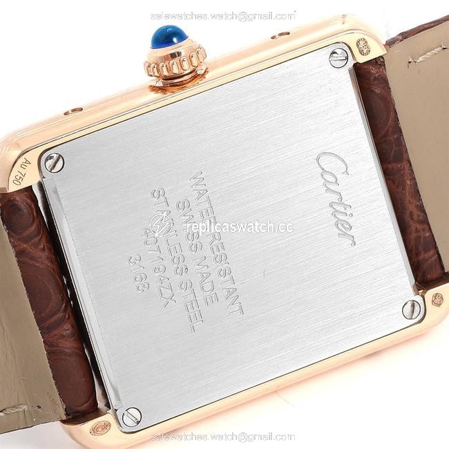 Cartier Silver 18k Rose Gold and Leather Tank Solo W5200024 Womens Wristwatch 30x23mm Watch Cartier Silver 18k Rose Gold and Leather Tank Solo W5200024 Womens Wristwatch 30x23mm Watch