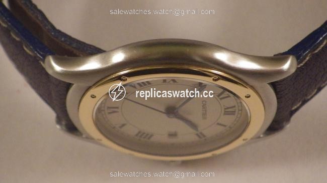 Cartier Navy Blue Strap W 18k/Ss Panthere Cougar W/Qs Date Reasonable Offers Considered Watch Cartier Navy Blue Strap W 18k/Ss Panthere Cougar W/Qs Date Reasonable Offers Considered Watch