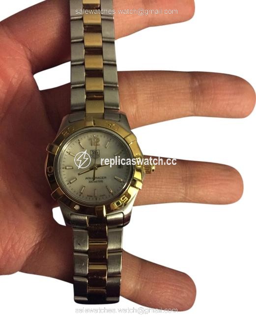 TAG Heuer White and Yellow Gold Mother Of Pearl Dial Acquaracer Watch TAG Heuer White and Yellow Gold Mother Of Pearl Dial Acquaracer Watch