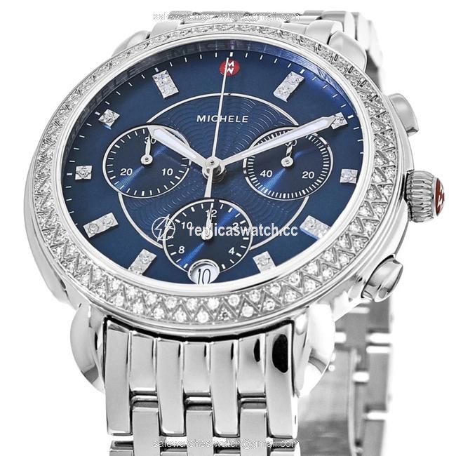 Michele Silver Sidney Blue Mother Of Pearl Womens Diamond Mww30a000009 Watch Michele Silver Sidney Blue Mother Of Pearl Womens Diamond Mww30a000009 Watch