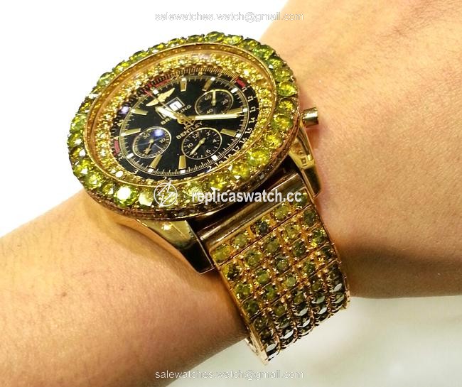 Breitling Bentley with 78.00 Carats Tw Of Yellow Diamonds In 18 Karat & 14 Karat Yellow Gold Watch Breitling Bentley with 78.00 Carats Tw Of Yellow Diamonds In 18 Karat & 14 Karat Yellow Gold Watch