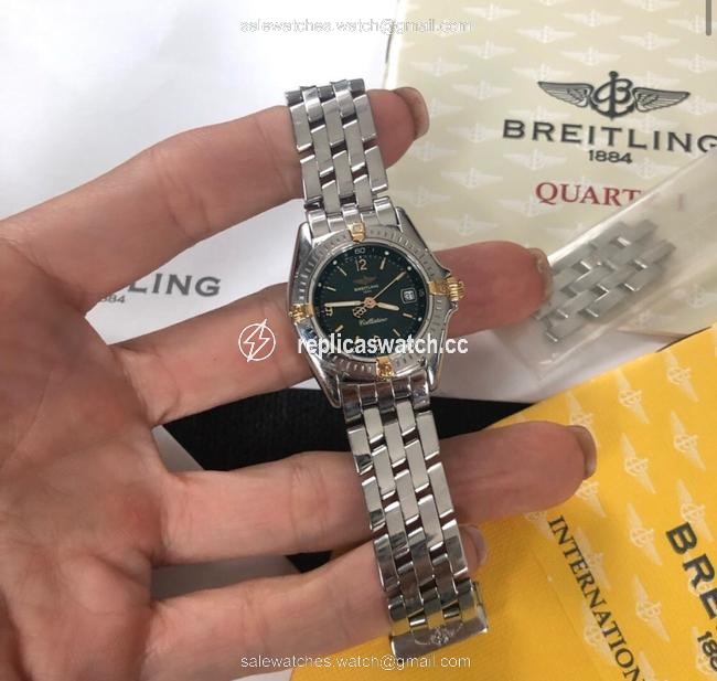 Breitling Green Gold Silver Callistino 18k Two Tone Womens Watch Breitling Green Gold Silver Callistino 18k Two Tone Womens Watch