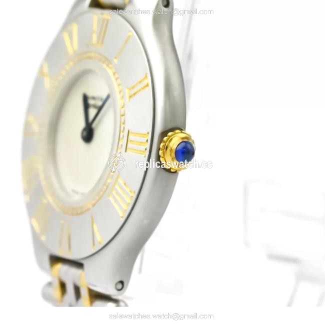 Cartier Silver/Gold Must 21 Plated Stainless Steel Quartz Mens Watch Cartier Silver/Gold Must 21 Plated Stainless Steel Quartz Mens Watch