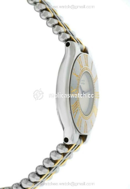 Cartier Gold Silver Ladies Must De Bullet Quartz Steel 28mm Watch Cartier Gold Silver Ladies Must De Bullet Quartz Steel 28mm Watch