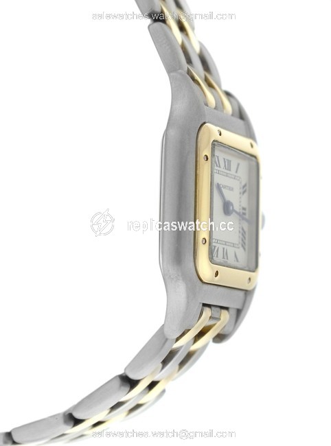 Cartier Yellow Gold Silver Ladies Panthere 112000r 18k Steel Two Row 22mm Watch Cartier Yellow Gold Silver Ladies Panthere 112000r 18k Steel Two Row 22mm Watch