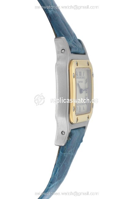 Cartier Yellow Gold Silver Ladies Santos Galbee 1567 18k Quartz Watch Cartier Yellow Gold Silver Ladies Santos Galbee 1567 18k Quartz Watch