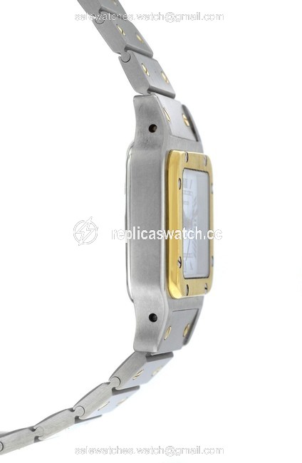 Cartier Yellow Gold Silver Ladies Santos Galbee 24mm 18k Watch Cartier Yellow Gold Silver Ladies Santos Galbee 24mm 18k Watch