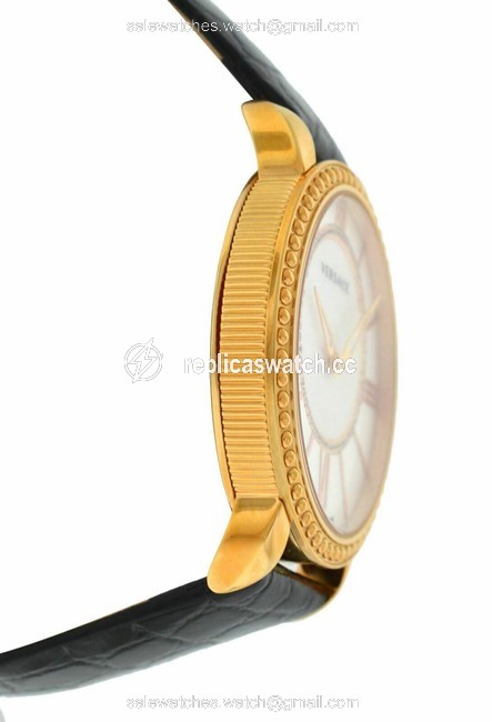Versace Gold Tone Steel New Krios M6q80sd498 S009 Diamond Mop 38mm Quartz Watch Versace Gold Tone Steel New Krios M6q80sd498 S009 Diamond Mop 38mm Quartz Watch