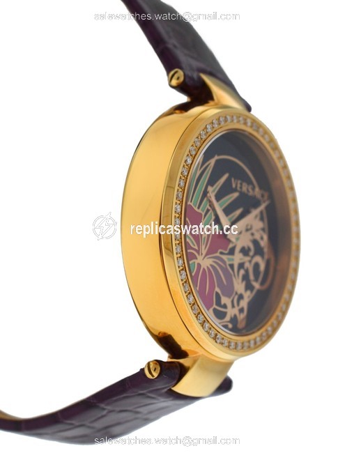 Versace Gold New Mystique Hibiscus I9q81d9hi S702 Diamond Quartz Watch Versace Gold New Mystique Hibiscus I9q81d9hi S702 Diamond Quartz Watch