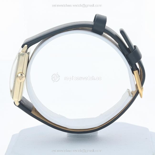 Omega Yellow Gold and Black Leather Womens 14k Strap Diamond Heart U0666 Watch Omega Yellow Gold and Black Leather Womens 14k Strap Diamond Heart U0666 Watch