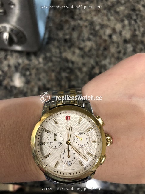 Michele Goldsilver Silver Gold Uptown Diamond Watch Michele Goldsilver Silver Gold Uptown Diamond Watch