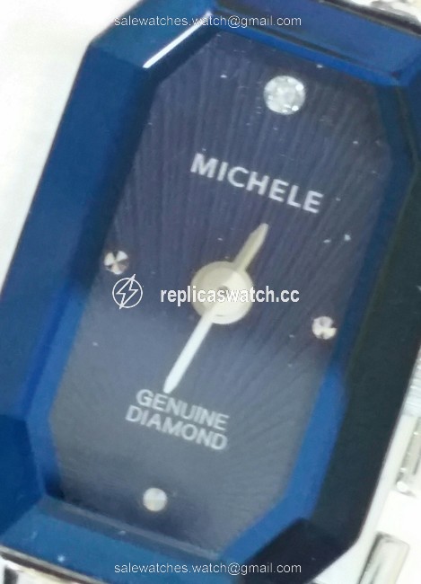 Michele Silver with Blue Crystal Face and Diamond Rare Watch Michele Silver with Blue Crystal Face and Diamond Rare Watch