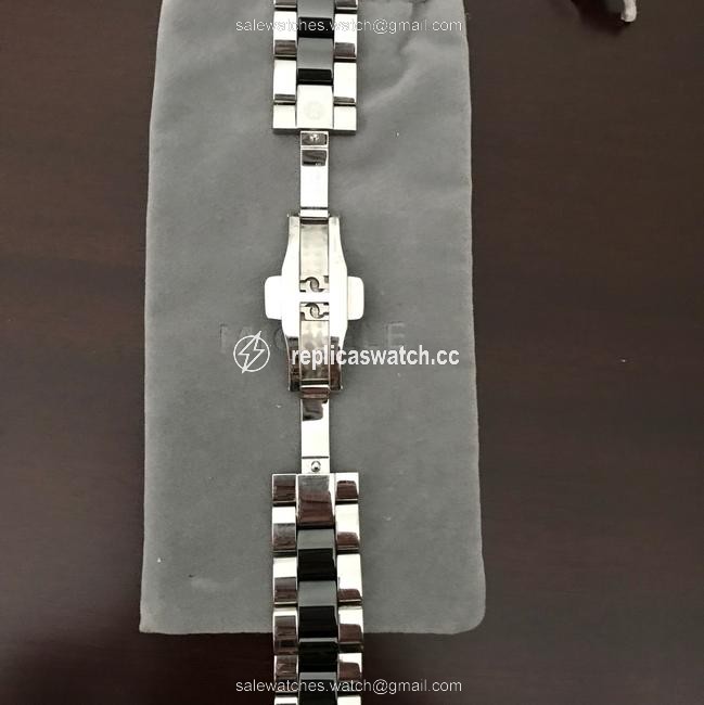 Michele Silver 18mm and Black Band Watch Michele Silver 18mm and Black Band Watch
