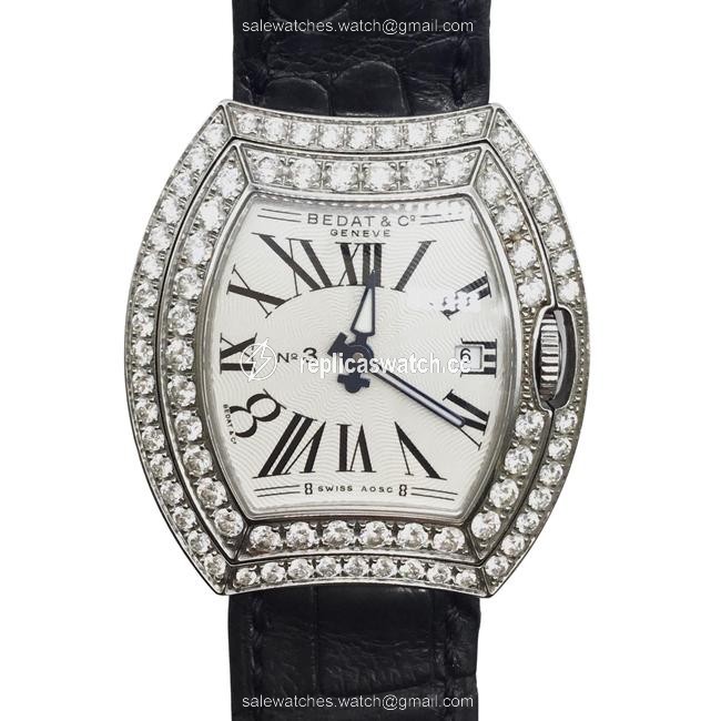Bedat & Co Black Alligator and Diamond Watch Bedat & Co Black Alligator and Diamond Watch