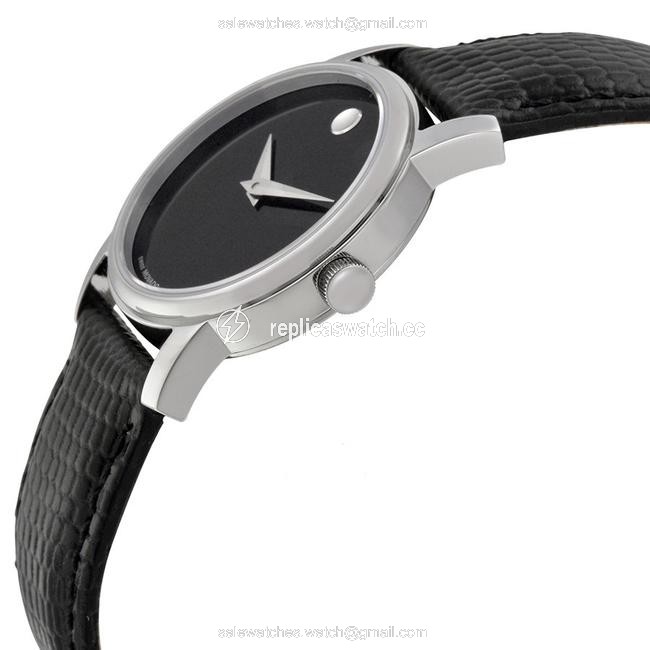 Movado Black Museum Embossed Leather Strap Stainless Steel 2100002 Watch Movado Black Museum Embossed Leather Strap Stainless Steel 2100002 Watch