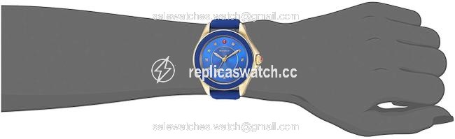 Michele Blue Cape Silicone Gold Tone Mww27a000026 Watch Michele Blue Cape Silicone Gold Tone Mww27a000026 Watch