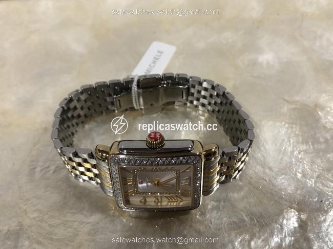 Michele Two Tone Silver / Yellow Gold Madison Stainless St / Yel Diamond Watch Michele Two Tone Silver / Yellow Gold Madison Stainless St / Yel Diamond Watch