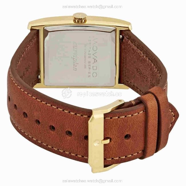 Movado Black/Brown/Gold Mens Heritage Dial Leather 3650043 Watch Movado Black/Brown/Gold Mens Heritage Dial Leather 3650043 Watch