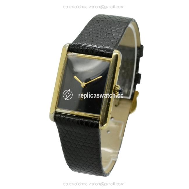 Cartier Black Must De Vermeil Silver Gold Plated Dial Hand Wind Watch Cartier Black Must De Vermeil Silver Gold Plated Dial Hand Wind Watch
