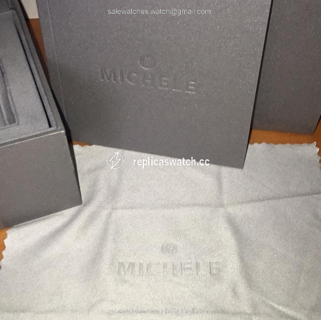 Michele Sport Sail 38mm black dial watch case woth 20mm wide silver bracelet. Michele Sport Sail 38mm black dial watch case woth 20mm wide silver bracelet.
