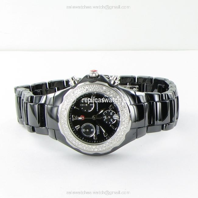 Michele Black Tahitian Ceramic Mww12a000005 Diamond Bezel Watch Michele Black Tahitian Ceramic Mww12a000005 Diamond Bezel Watch
