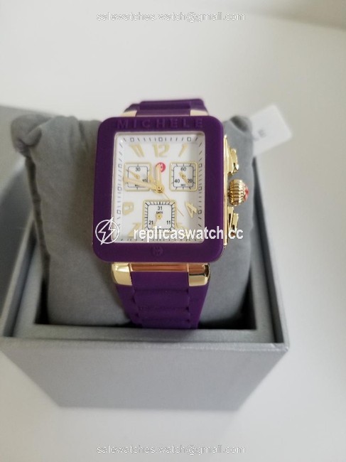 Michele Purple Jelly Womens Park Bean Chronograph Silicone New Watch Michele Purple Jelly Womens Park Bean Chronograph Silicone New Watch