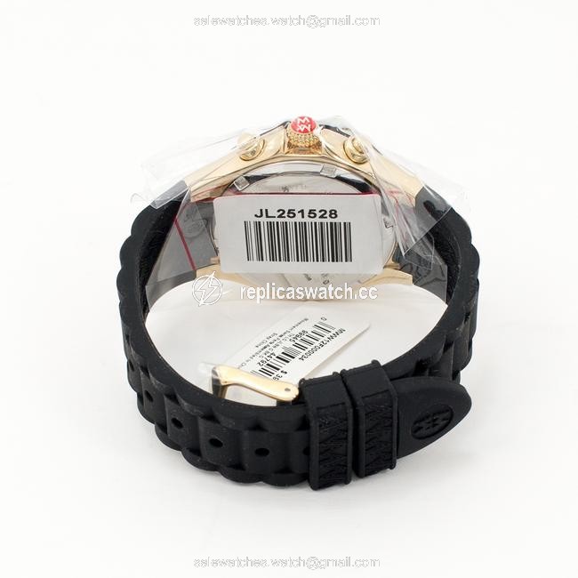 Michele Black/Gold Jelly Womens Tahitian Bean Chronograph Rubber Watch Michele Black/Gold Jelly Womens Tahitian Bean Chronograph Rubber Watch